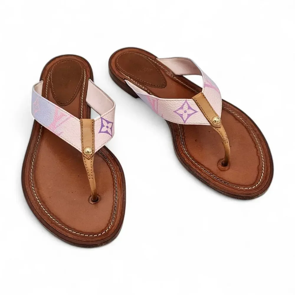 Louis Vuitton LV Sunny Flat Thong Sandal Flip Flop Pink Purple Size 38 US 8